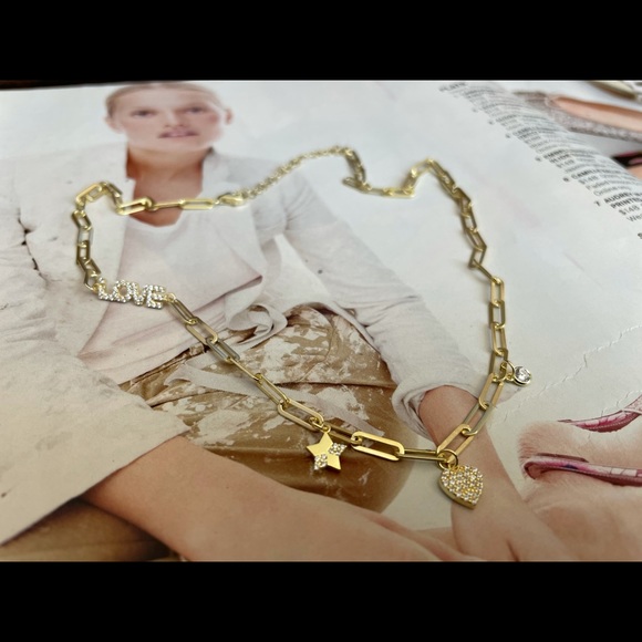 Gold paper clip chain necklace,charm necklace love necklace - Picture 6 of 7